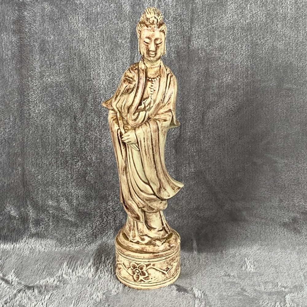 Ceramic Guanyin Bohdisattva  Figure Mid Century Art Piece Signed 1960s